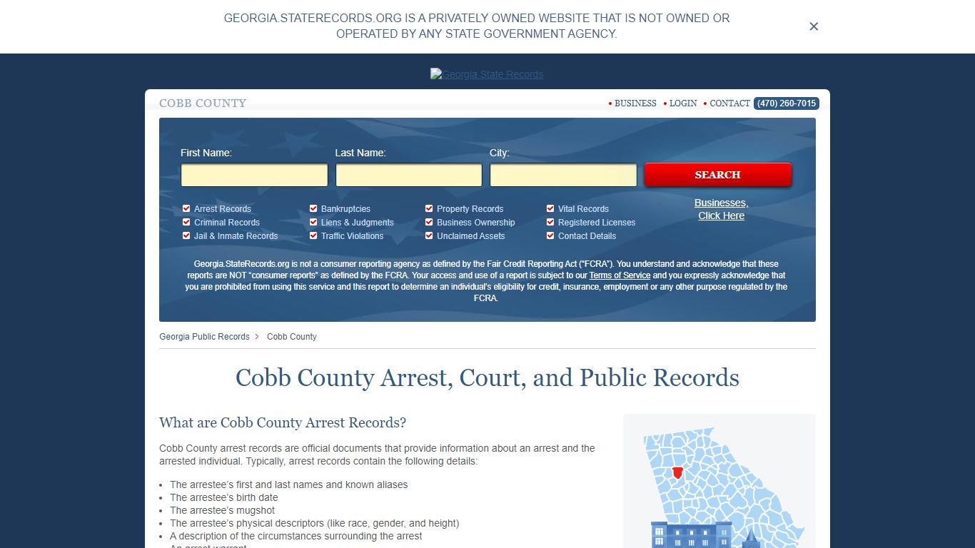 Cobb County Arrest, Court, and Public Records